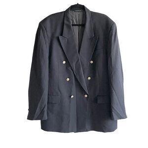 AQUASCUTUM OF LONDON Vintage Wool Double Breasted Blazer Jacket Navy Blue 48R